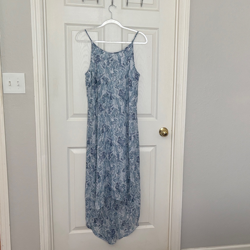 90s Blue Floral Maxi Slip Dress